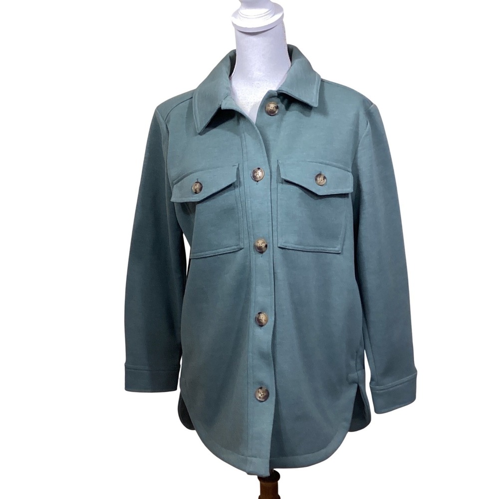 NWT LOFT Sage Green Teal Shirt Jacket MP Utility Barn Jacket Workwear Classic
